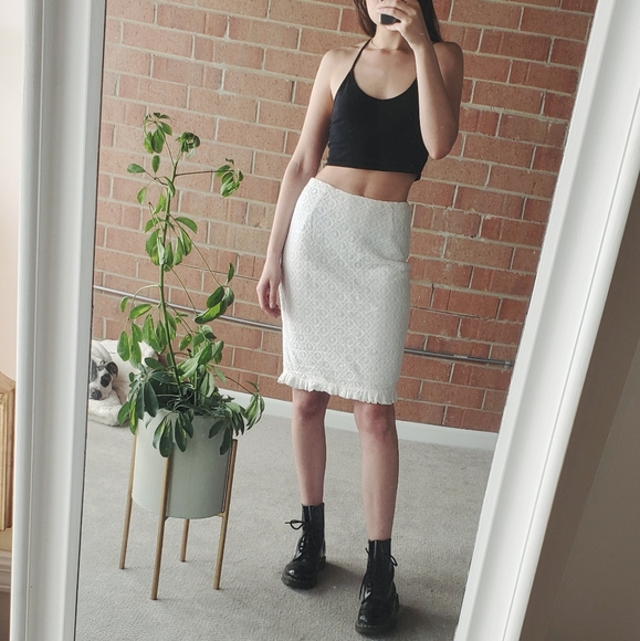 Sunny Leigh Dresses & Skirts - NWT White Lace Midi Skirt Ruffle